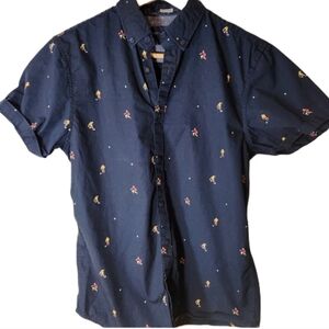 Navy‎ soccer button up tee shirt steel and jelly 100% cotton